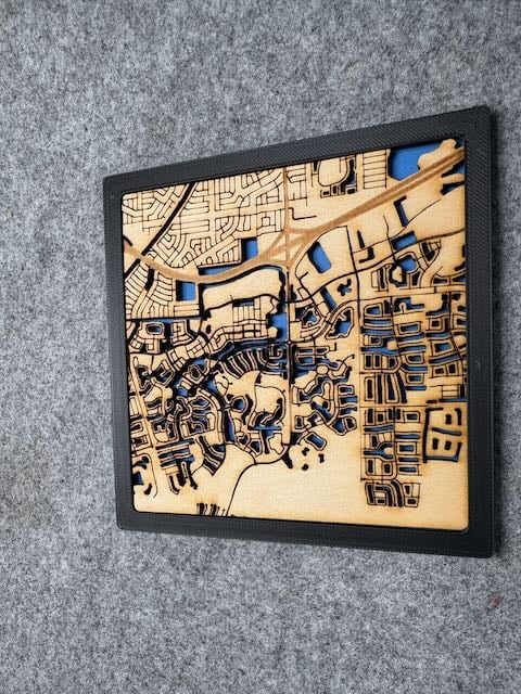 3D-printed city map in multi-color PLA