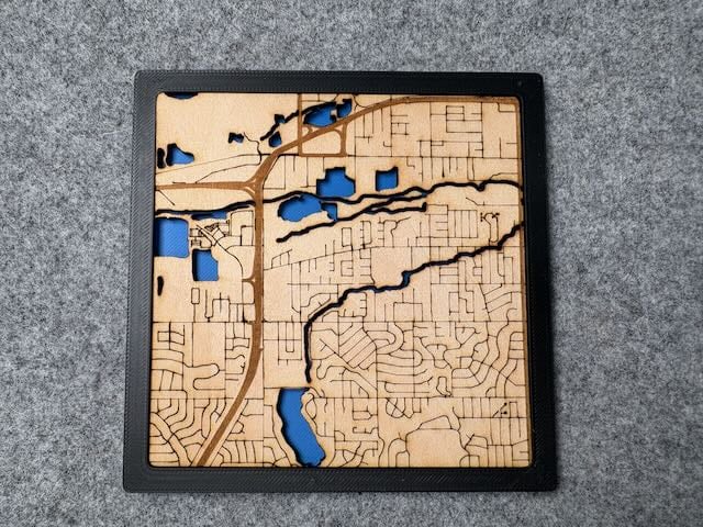 Lakewood CO wooden city map